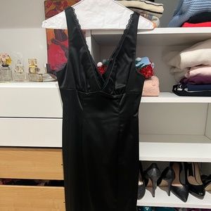 Bebe Black Satin Midi Dress